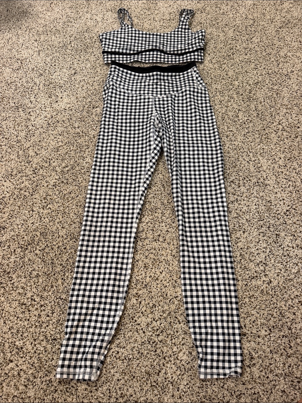 Joy Lab High-Waist Leggings Xs with Tank/bra Medium - Black/White - Picture 1 of 1